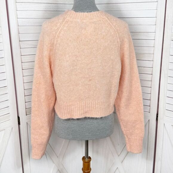 American Eagle Outfitters Cropped Bow Front Sweater Peach Small - Picture 5 of 14